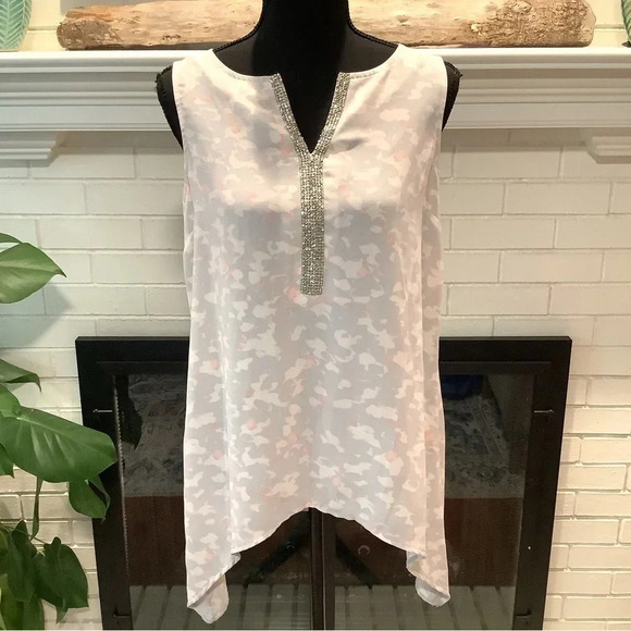 Juicy Couture Gray and Pink Asymmetrical Sleeveless Tunic - Picture 1 of 6